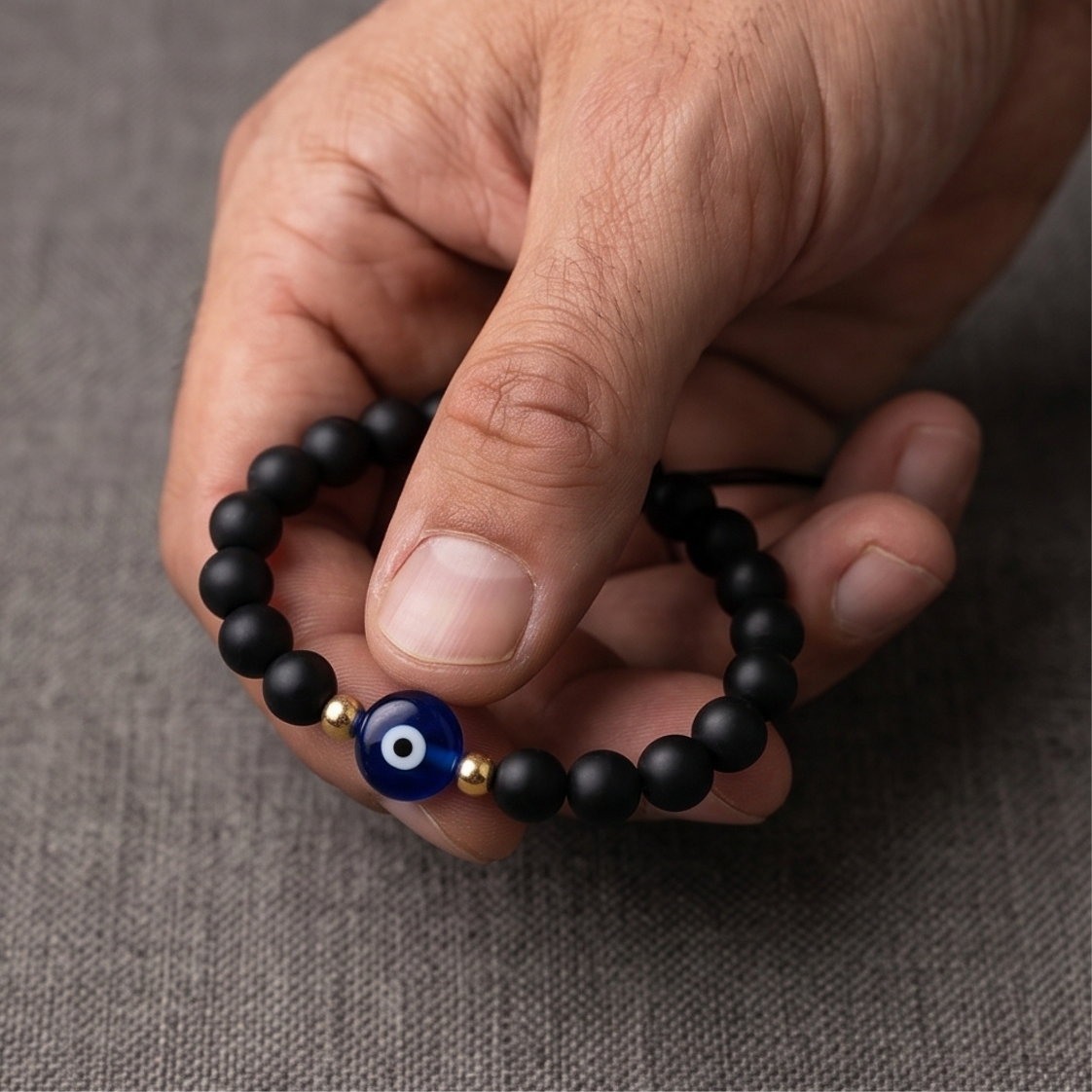 Pulsera Ónix + Ojo Turco – Protección y Energía 💙