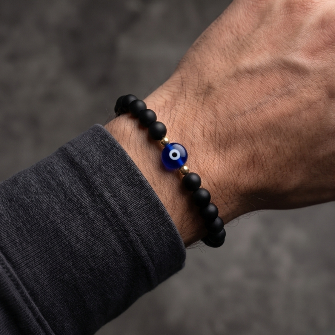 Pulsera Ónix + Ojo Turco – Protección y Energía 💙